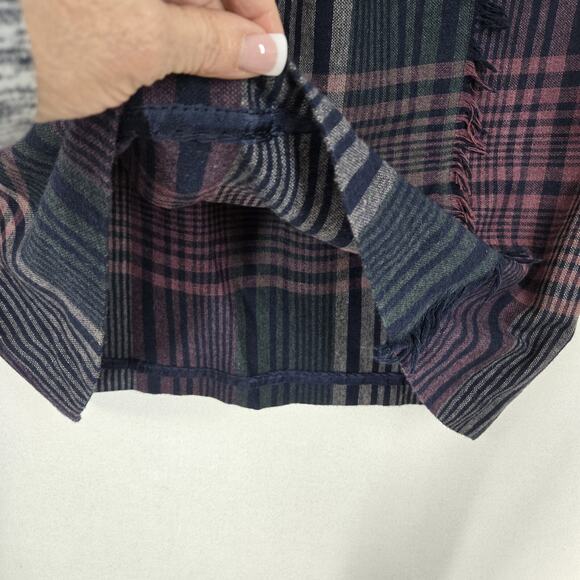 VTG Pant-Her Plaid Skirt 13/14* Multi Poly Wool Blend Fringe Preppy Union Label - Picture 5 of 16